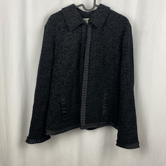 Coldwater Creek Black Brocade Shimmer Embroidered Evening Blazer Jacket - Large - Picture 4 of 13